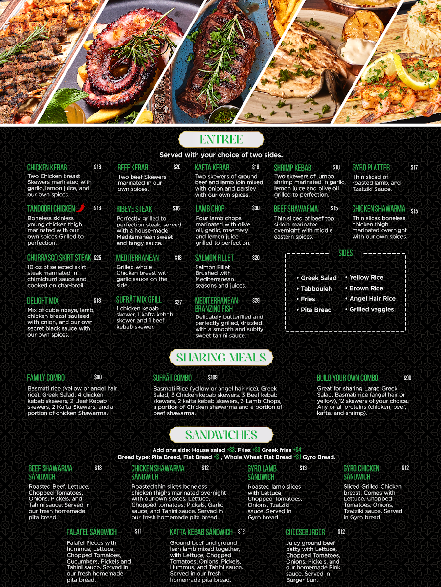 Sufrat Mediterranean Grill Menu - Image 1